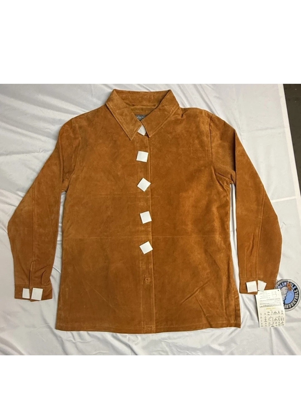 NEW Jessica Holbrook Camel Suede Leather Shirt Jacket Women’s - XL